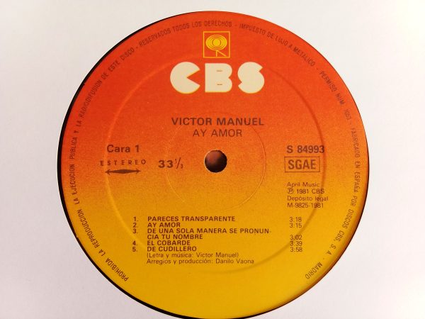 Víctor Manuel: Ay Amor, Víctor Manuel, venta de discos de vinilo en Chile, venta vinilos online, vinilos música en español, vinilos música popular, tiemda de vinilos online