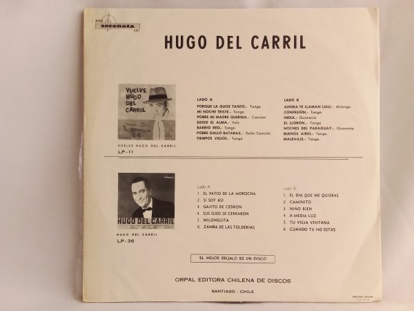 Hugo Del Carril: Vuelve, Hugo Del Carril, venta vinilos de Hugo Del Carril, Tango, venta discos de Tango, discos de vinilo Tango, Venta online vinilos, vinilos de colección, tienda de vinilos Santiago
