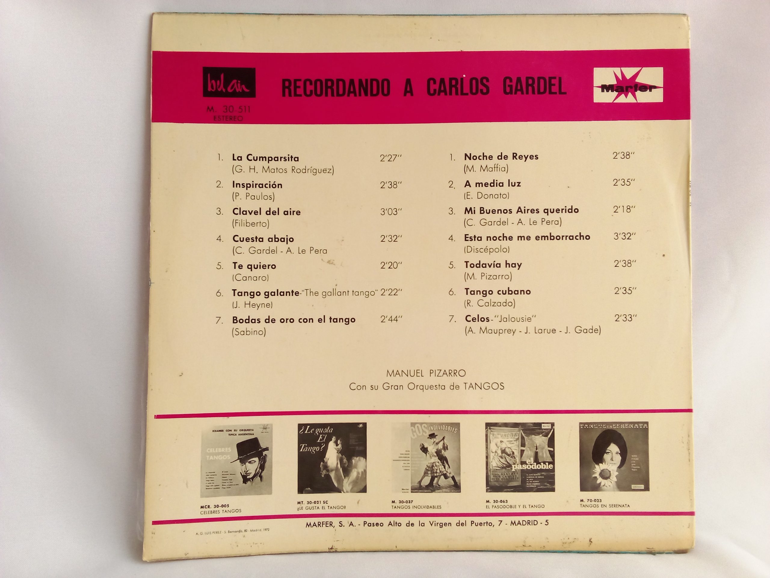 Carlos Gardel: Recordando A Carlos Gardel, Carlos Gardel, vinilos de Carlos Gardel, Venta vinilos de Tango, discos de vinilo Tango, tango, tienda de vinilos Chile, venta online de vinilos