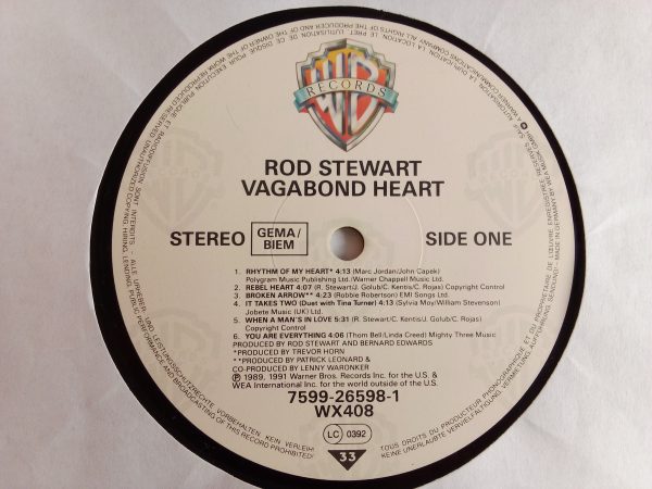 VINITROLA -- Rod Stewart: Vagabond Heart, Rod Stewart, Soft Rock, Sou, Pop-Rock, venta vinilos de Pop-Rock, Tienda de vinilos Santiago, Venta online vinilos