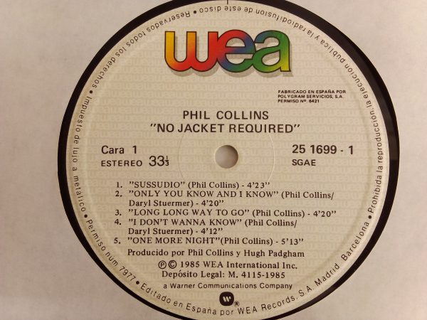 Phil Collins: No Jacket Required, Phil Collins, venta vinilos de Phil Collins, vinilos de pop rock, pop rock, tienda vinilos de pop rock, vinilos baratos, vinilos en oferta Chile Ofertas - vbinitrola.cl