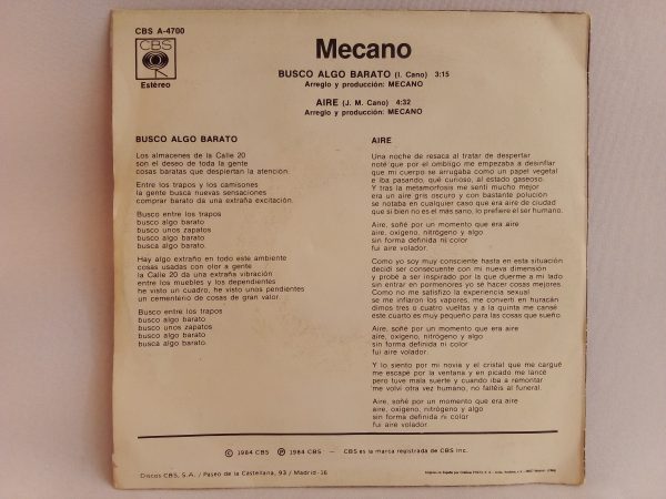Mecano: Busco Algo Barato, Mecano, vinilos de Mecano, Pop español, Synth-pop, vinilos de Pop español, vinilos singles Synth-pop, vinilos Chile, vinilos online santiago