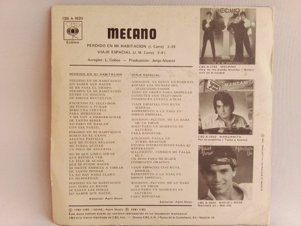 Mecano: Perdido En Mi Habitación, Mecano, vinilo single Mecano, vinilos chile, vinilos online santiago, vinilos baratos, oferta de vinilos