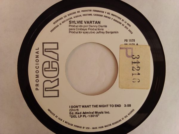 Sylvie Vartan: I Don't Want The Night To End, Sylvie Vartan, Disco, vinilos de Disco, vinilos Santiago, vinilos Chile, Oferta de vinilos Chile