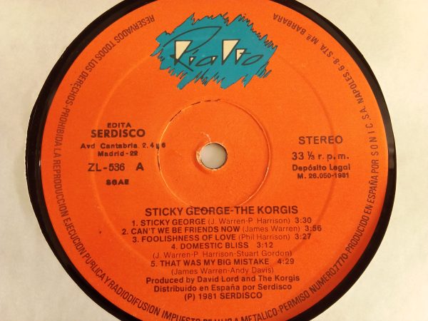 The Korgis: Sticky George, The Korgis, venta vinilos de The Korgis, Pop Rock, discos de vinilo Pop Rock, vinilos Pop Rock Santiago, vinilos Chile, Vinilos Providencia Santiago, venta de vinilos en Santiago