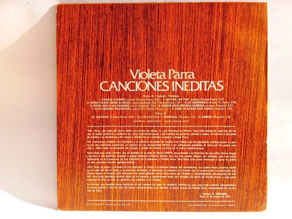 Violeta Parra: Canciones Inéditas, Violeta Parra, vinilos de Violeta Parra, vinilos Chile, Vinilos Providencia Santiago, venta de vinilos en Santiago, Nueva Canción, vinilos Nueva Canción Chilena