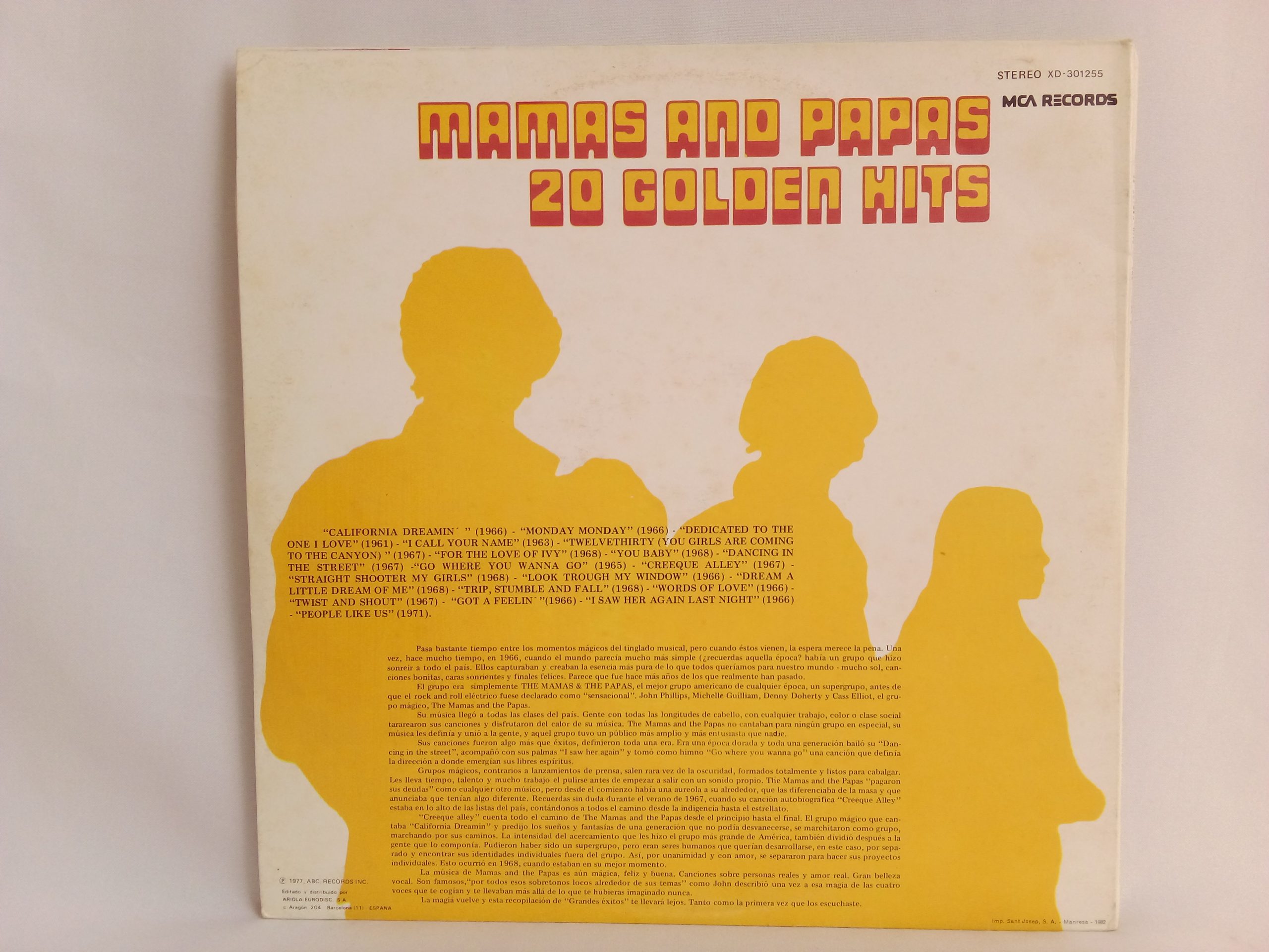 Vinilos Chile - The Mamas & The Papas: 20 Golden Hits, The Mamas & The Papas, vinilos de The Mamas & The Papas, vinilos Golden Hits, vinilos grandes éxitos, vinilos compilación, Disquería Santiago