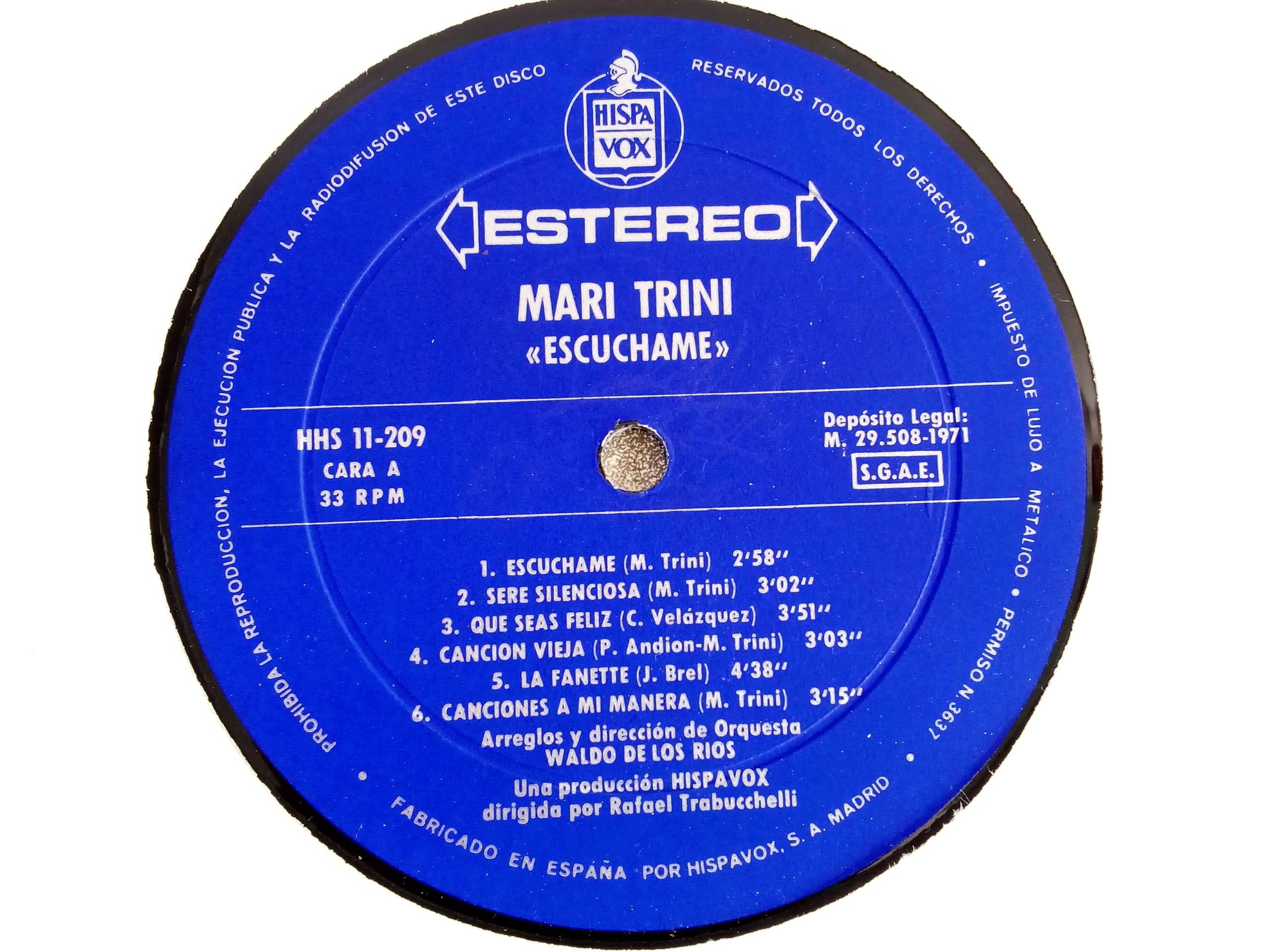 Mari Trini: Escuchame..., Mari Trini, Música Popular en Español, Balada en español, vinilos de la Canción en español, Vinilos Santiago, Vinilos usados Chile, Venta de Vinilos Online, vinilos discos baratos, vinilos baratos Santiago