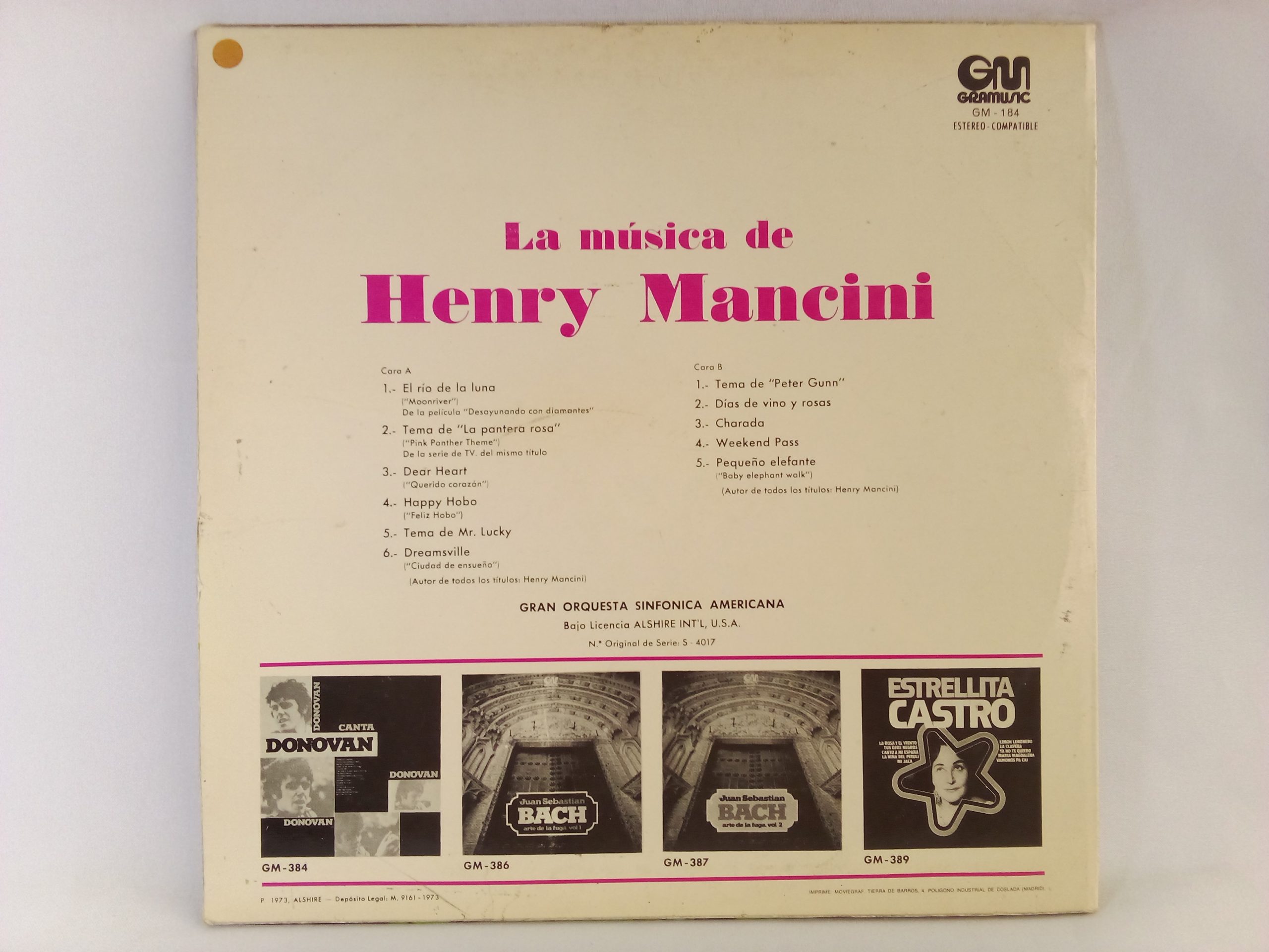 Gran Orquesta Sinfonica Americana: La Música De Henry Mancini, Easy Listening, Theme, Big Band, vinilos baratos