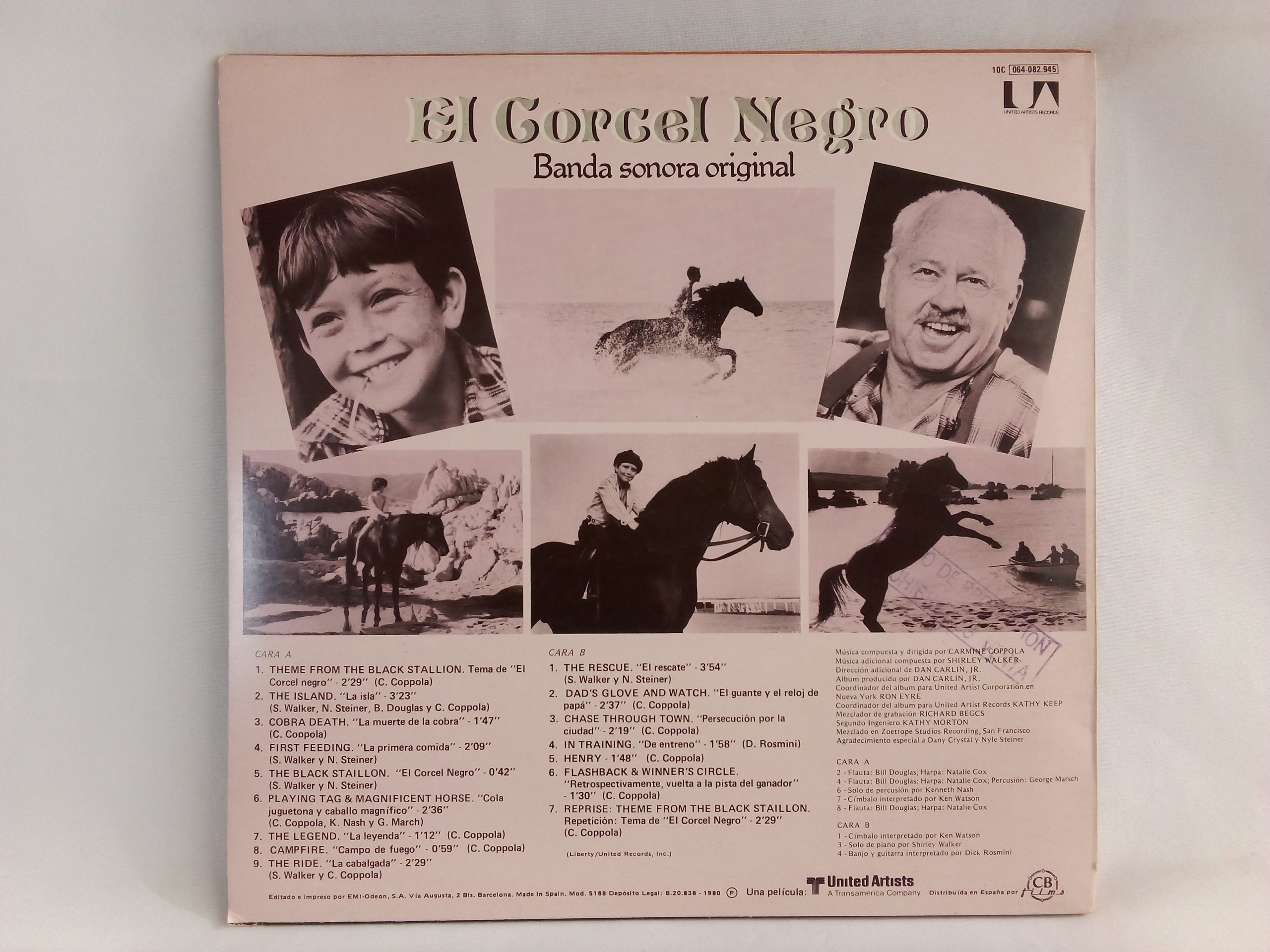 Carmine Coppola - Shirley Walker: The Black Stallion (El Corcel Negro), Carmine Coppola, Shirley Walker, Venta de vinilos online, Vinilos discos baratos, Vinilos Providencia, Vinilos Santiago, Vinilos usados Chile, Soundtrack, Clásica Moderna, Folk, Vinilos Música de Películas