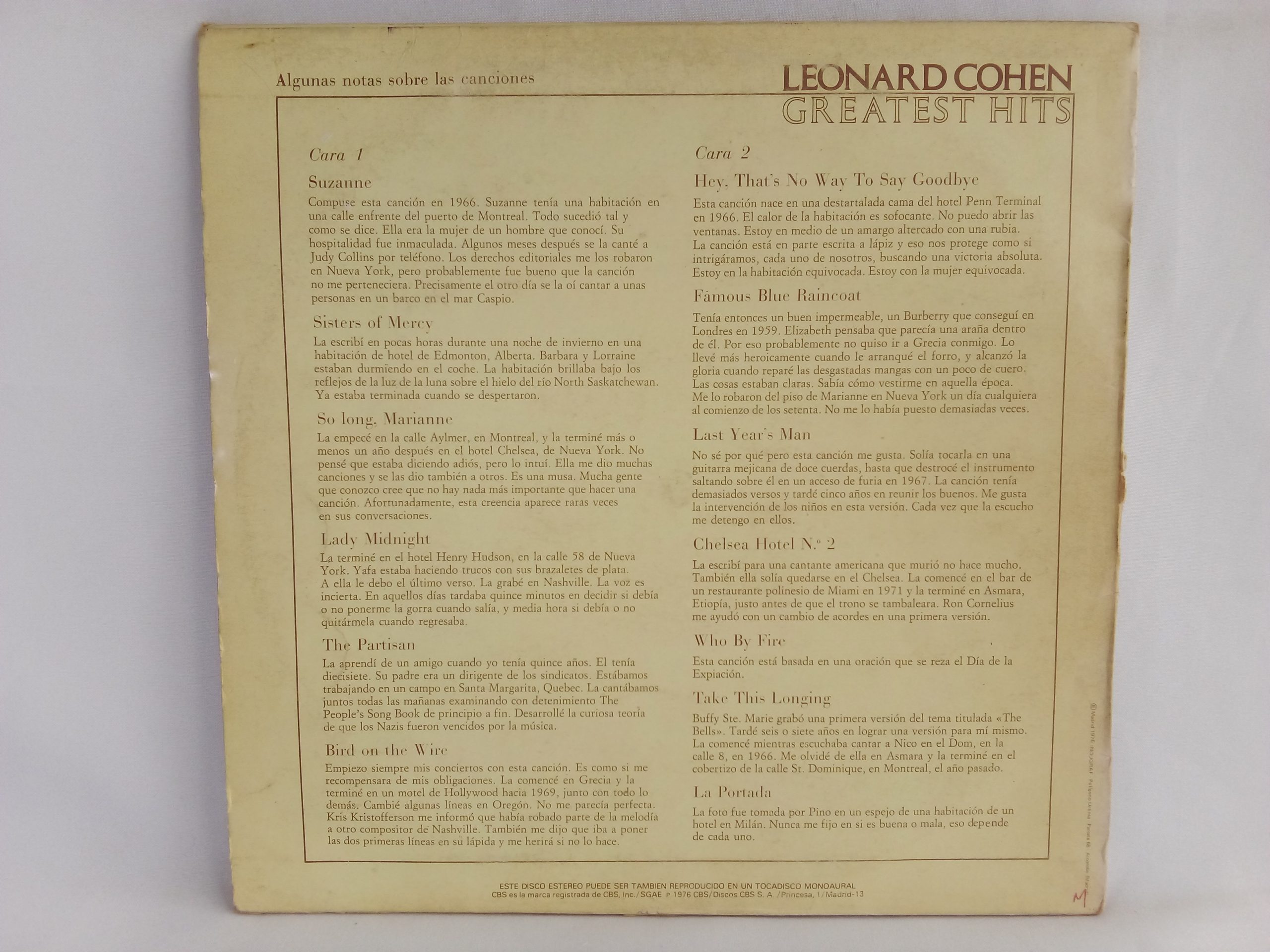 Leonard Cohen: Greatest Hits, Leonard Cohen, vinilos de Leonard Cohen, vinilos Greatest Hits, vinilos compilación, vinilos originales, vinilos usados baratos, Folk Rock, Balada, Vinilos de Folk Rock