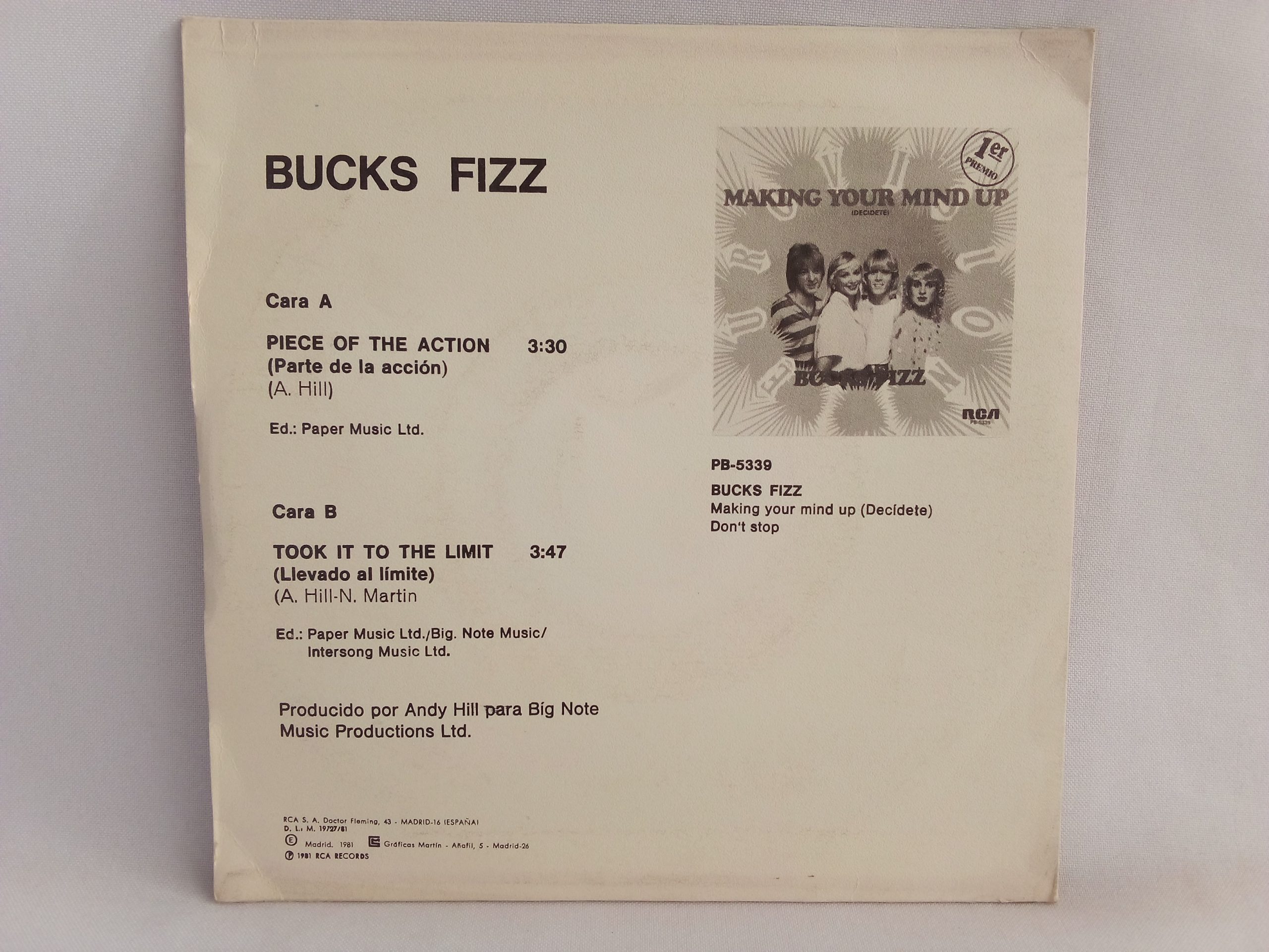 Vinilos de colección en Oferta, Bucks Fizz: Piece Of The Action - Parte De La Acción, Bucks Fizz, Synth-Pop, venta vinilos de Synth-Pop, Venta de vinilos online, Vinilos discos baratos, Vinilos Providencia