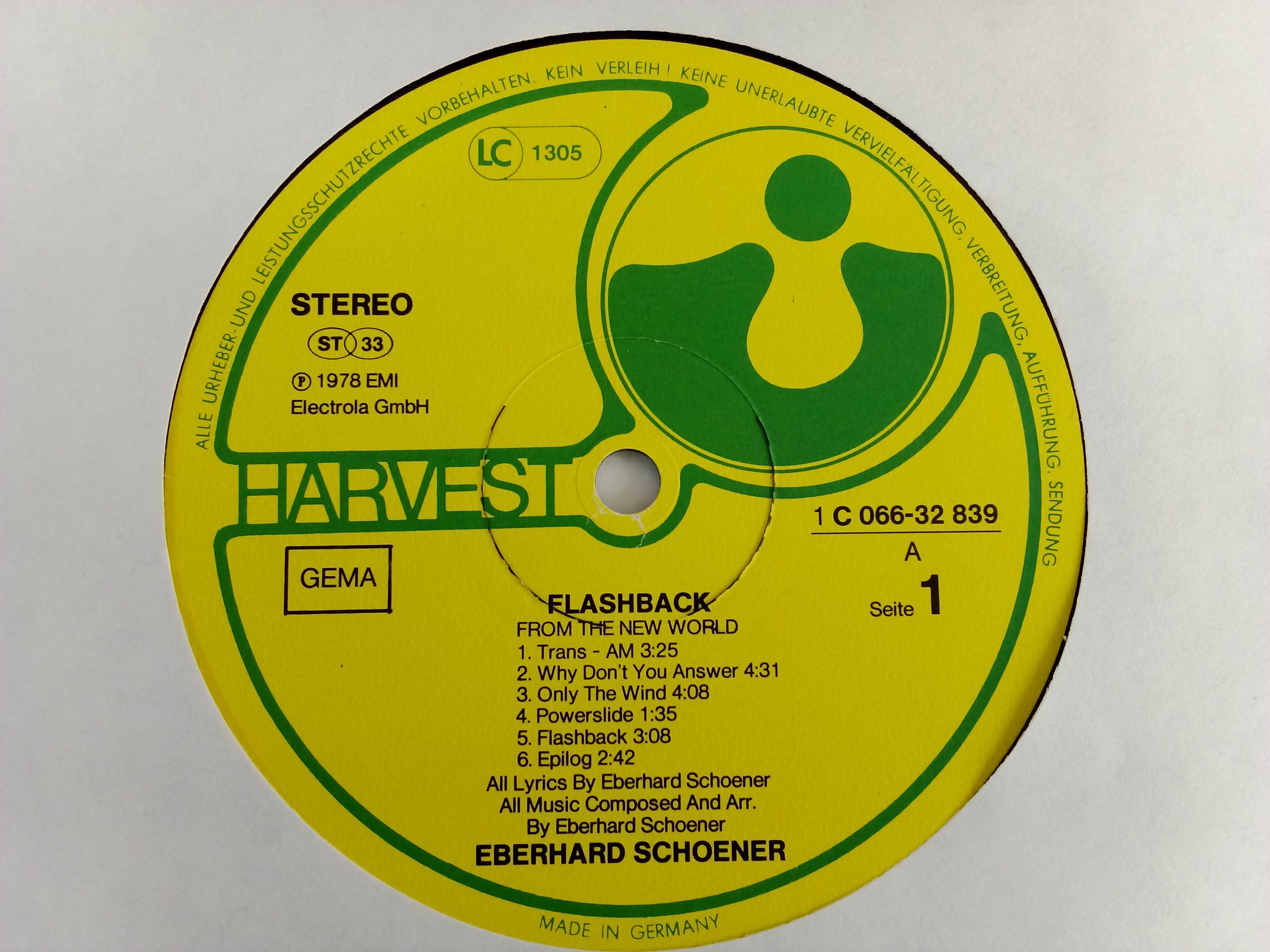Vinilos de Rock, Eberhard Schoener: Flashback, Eberhard Schoener, Krautrock, Clásica Moderna, Rock Progresivo, Venta vinilos online, Vinilos de época, Vinilos Chile