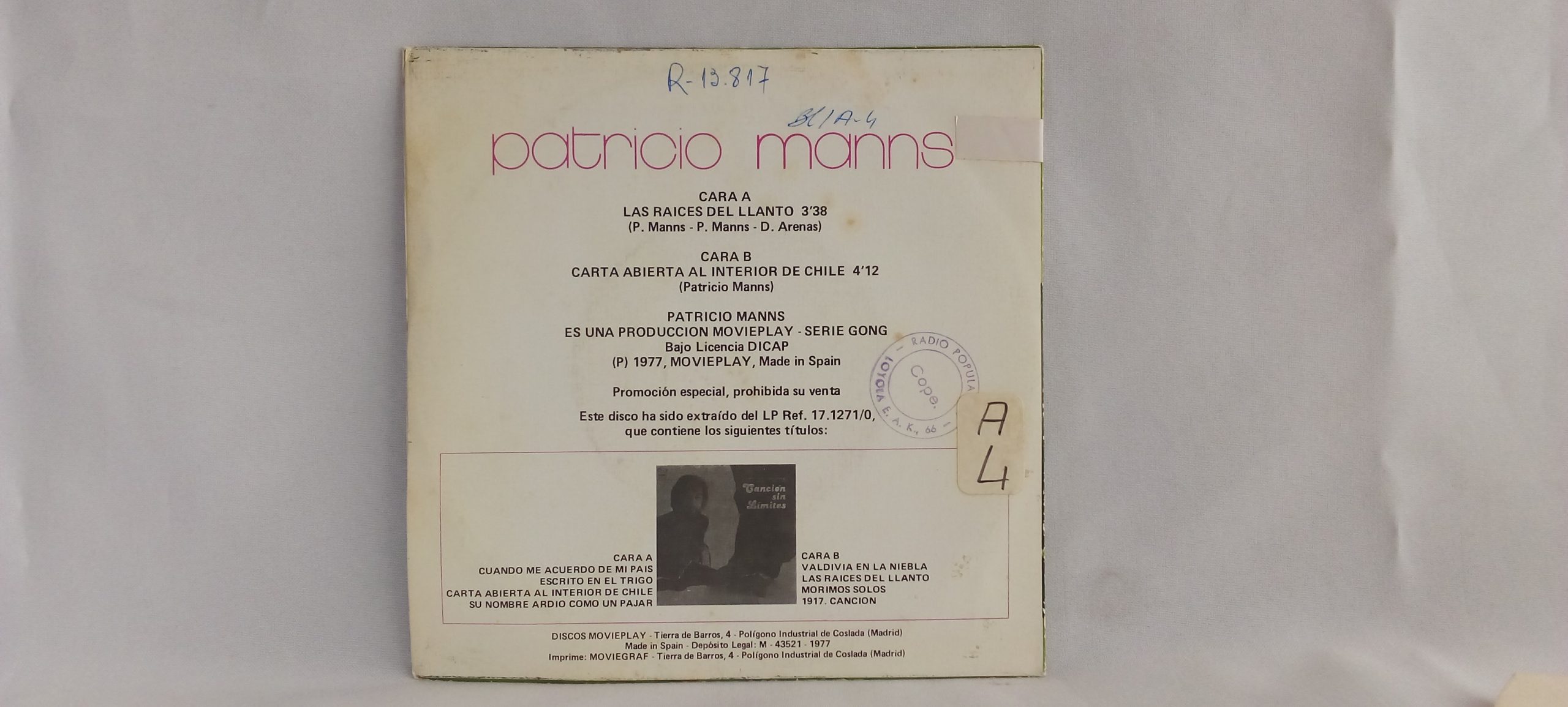 Vinilos Chile, Patricio Manns: Las Raices Del Llanto / Carta Abierta Al Interio De Chile, Patricio Manns, Nueva Canción Chilena, vinilos mùsica chilena
