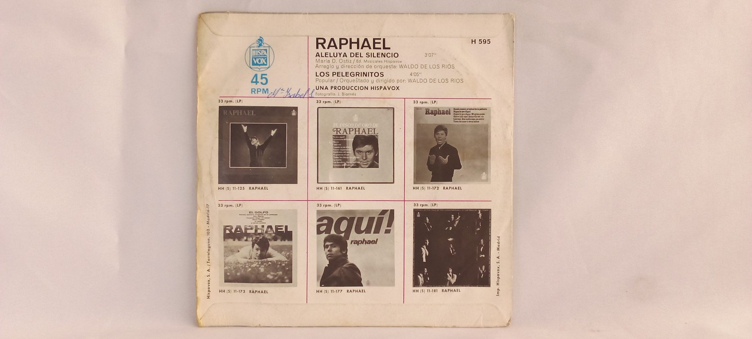 Vinilos en Oferta, Raphael: Aleluya Del Silencio, Raphael, Canción Popular en espñaol, balada en español, vinilos baratos, vinilos liquidación, venta vinilos online, vinilos Chile