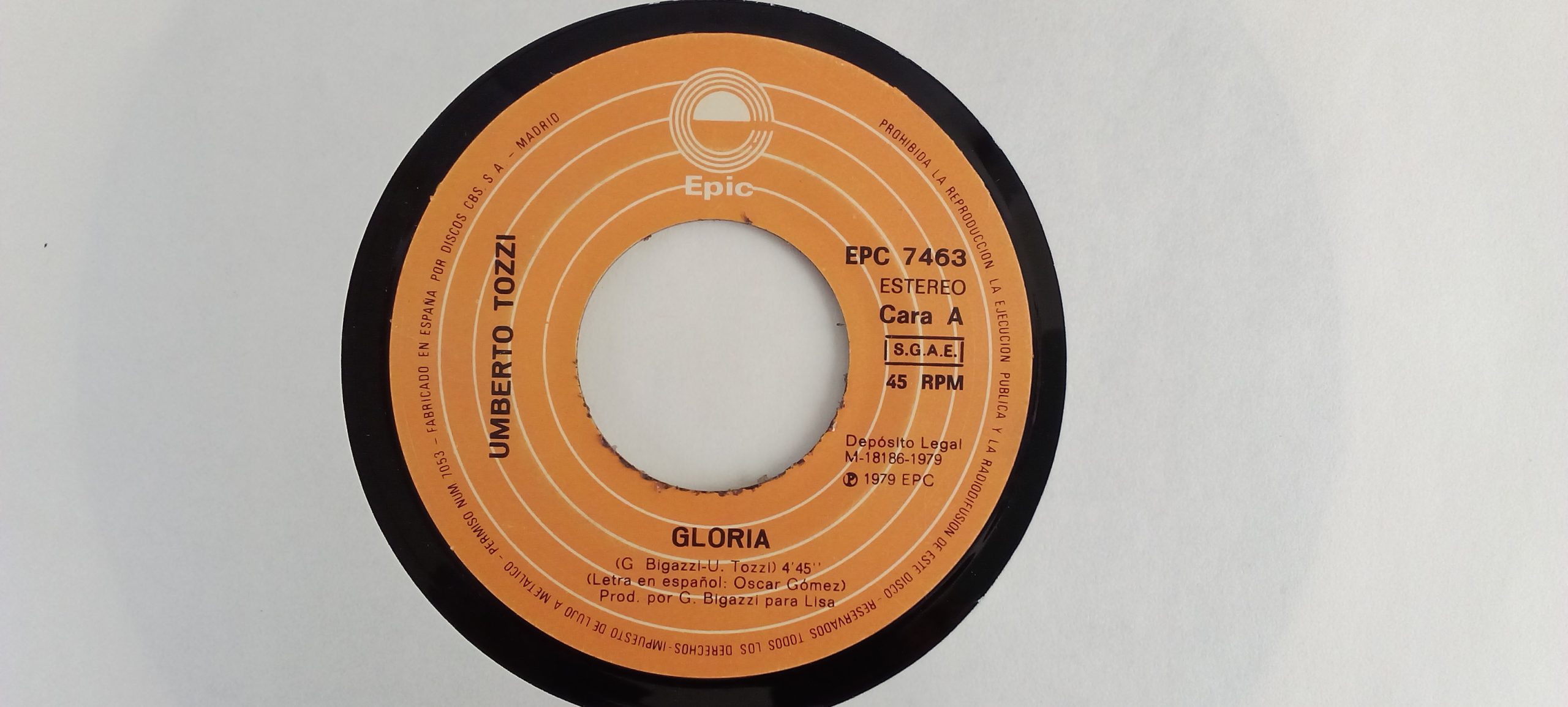 Vinilos en Oferta, Umberto Tozzi: Gloria, Umberto Tozzi, Canción Italiana, vinilos de colección, venta online de vinilos,