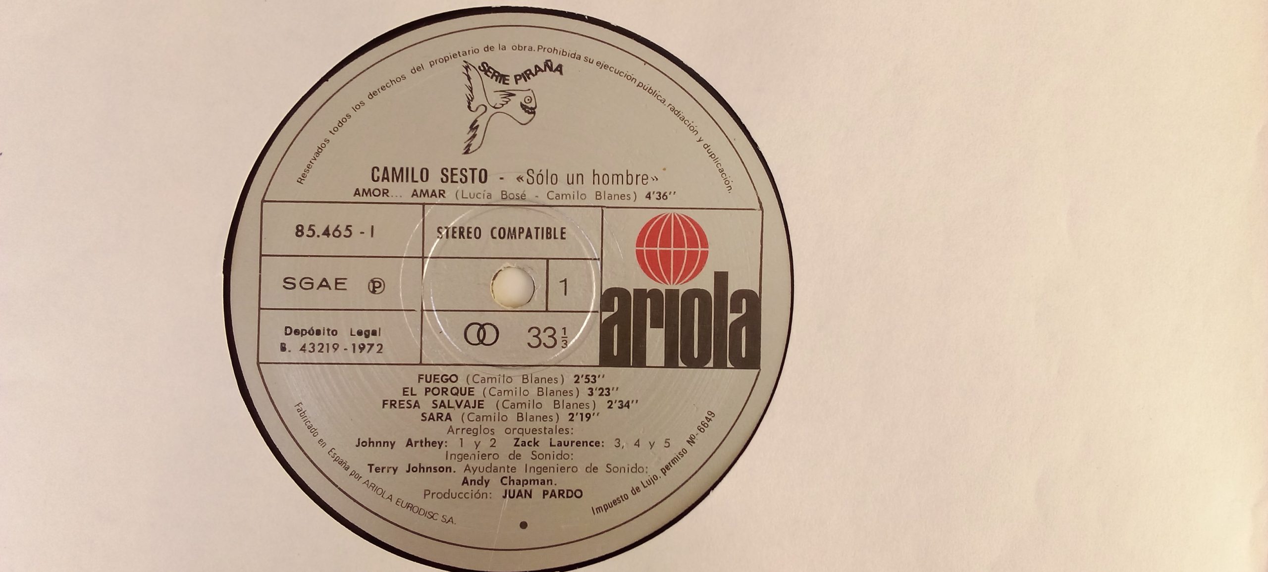 Venta de vinilos Canción española, Camilo Sesto: Sólo Un Hombre, Camilo Sesto, Música Popular en español, Canción española, Balada en español, vinilos en Chuile, Tienda de vinilos en Ñuñoa